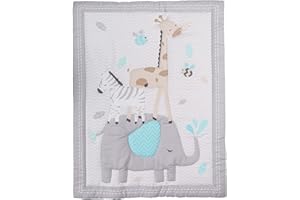 HMtideby Animal Themed Baby Toddler Blanket Quilt Cot Comforter Crib Baby Quilts for Boys and Girls Nursery Bed Throw Blanket 84x107cm, Giraffe, Elephant and Zebra Suitable for All Season
