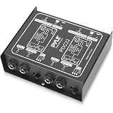 Pyle Premium Direct Injection DI Box, Passive DI Unit, Buzz Eliminator with Input Attenuator for Connecting Guitar and Bass,