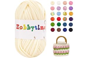 NATUREZHEN 5 Pezzi Fettuccia per Borse a Uncinetto, 500g Filato Maglieria Filato Grosso 3mm per Ferri e Uncinetto, Fai da Te, Decorazioni, Artigianato, Borse Coperte Scarpe (Bianco sporco)