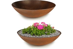matches21 HOME & HOBBY Wetterfeste Pflanzschalen 2 STK. für draussen in 35 cm - rost-Optik als Blumenschalen - Dekoschalen