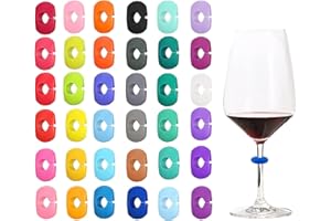 VBNZBK 36 Pezzi Marcatore Per Bicchiere da Vino,Marcatore in Silicone Riutilizzabile,Identificatore di Bicchiere da Vino Per Feste in Casa,Adatto Alla Maggior Parte Dei Bicchieri
