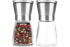 CLDFDC 2 pezziMacina Sale Pepe Macinasale Nucleo ceramico regolabile macinapepe,Facile da Ricaricare e Utilizzare, Macina Spezie in Ceramica per Cucina, con Ruvidezza Regolabile