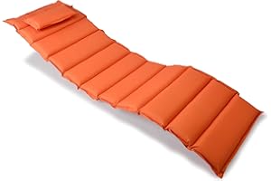NEXOS TRADING Nexos Divero Liegenauflage – Auflage gesteppt Polster für Sonnenliege Gartenliege Holzliege Saunaliege mit Kopfkissen – bequem hochwertig robust – orange