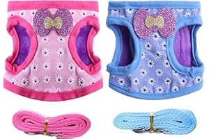 2 Pcs Verstellbare Kaninchen Geschirr,WideSmart Kaninchen Geschirr Kleintiergeschirr und Leine Kleintier Outdoor Gehgeschirr Leine Verstellbares Geschirr für Kaninchen Laufen Gehen Joggen Geschirr