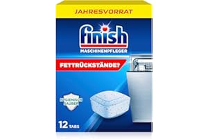 ‎FINISH Finish Maschinenpfleger Tabs – Spülmaschinentabs gegen Schmutz und Fett im Inneren der Spülmaschine – Jahresvorrat mit 12 Geschirrspülreiniger Tabs