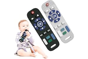 Teething Anneau Dentition,MumEZ 2 Pièces Bebe Silicone Telecommande Jouet Dentition Bébé, Jouet Bebe 3 Mois 6 Mois 9 Mois 1 An