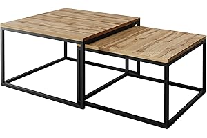 ‎LUKMEBEL lukmebel Kaffeetisch Yoshi 2in1 - Eiche Couchtisch Salon Wohnzimmer (schwarz, Wotan Eiche)