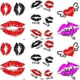 Yesallwas 6 Sheets Cute Lips Temporary Tattoo Sticker Kisses Tattoos for Women Girls,Waterproof Long Lasting Body Art Makeup red lip temporary tattoos - Sexy Kiss Lip Red Black purple