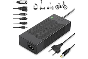 ZIMAOER Chargeur Trottinette Électrique 42V 2A avec 6 Connecteurs, Compatible Xiaomi, Ninebot, Hoverboard, E-Bike, Adaptateur Alimentation pour Batterie 36V Lithium