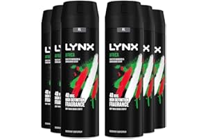 Lynx Africa Men's Fragrance, Aluminium Free Masculine Body Spray Deodorant, Fresh And Long Lasting Odour Protection, 6 Pack of 200ml