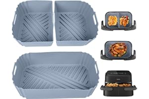 ENSINE Accessoires Air Fryer, Moule Silicone Air Fryer Pour Philips Airfryer Série 1000 7,1L Na154/00, 3 Pièces Plat Réutilisable Pour Philips Dual Basket Airfryer, Gris