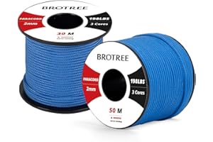 Brotree Paracorde 2mm 30M Corde 100% Nylon 3 Brins Type I pour Extérieur, Artisanat, Bricolage - 90 kg Charge de Rupture (Bleu Foncé)