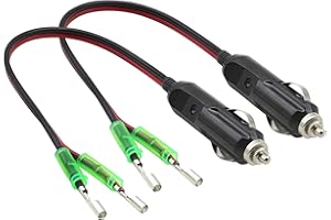 AAOTOKK(2-Stücke 16AWG Stecker Stecker Stecker Stecker mit Blei 12V Stecker mit Blei 10A Sicherung Auto Ersatz Zigarre Stecker Stecker Stecker Kabel mit LED Licht(0.3Meter/1Fuß Leads)