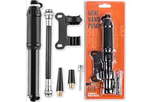 JTWMY Pompe a Velo a Main,Mini Pompe Velo Léger en Alliage d'Aluminium Pompe à Vélo à Main Portable Mini Pompe Velo aux valves P-r-e-s-t-a et S-c-h-r-a-d-e-r Vélo, V-T-T, B-M-X, Moto