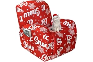 Jaotto Copripoltrona Relax Natalizia Reclinabile Fodere Copripoltrona 1 Posto per Natale Universale Copripoltrona Relax Reclinabile con Tasche Lavabile Xmas Coperture per Divano da Massaggio,Snow