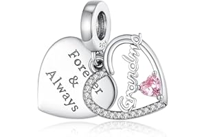 Amuefer Love Heart Charms pour Bracelets et Colliers, Argent Sterling Charme Saint Valentin Noël Anniversaire Bijoux Cadeaux pour Femme Fille Maman Épouse Amis