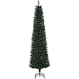HOMCOM Albero di Natale Artificiale Alto 180cm con Base Pieghevole, 380 Rami, in PVC e Metallo, Verde
