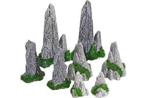 Amosfun 8pcs Rockery for Decoration, Assorted Height Fake Mountain Figurine, Rocks Stone for Mini Zen Garden, Terrarium Fish Tank Decoration (2.5-7.5cm)