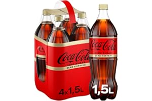 ‎COCA-COLA Coca-Cola Zero Sugar Zero Koffein - prickelndes Erfrischungsgetränk mit originalem Coke-Geschmack - ohne Zucker und ohne Kalorien - koffeinfreier Softdrink in Einweg Flaschen (4 x 1500 ml)