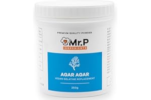 Mr.P Ingredients Agar Agar 250g en Polvo Gelatina Reemplazo Ideal Para Preparar Jaleas y Mousses Vegano Vegetariano Halal Kosher No-OGM