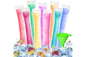 BGTLJKD 200 Sacs Popsicle Jetables, Pochettes Glace à l’eau avec Entonnoir, Moules Glace DIY pour Yaourt, Jus, Bonbons, Crème Glacée, Sans BPA
