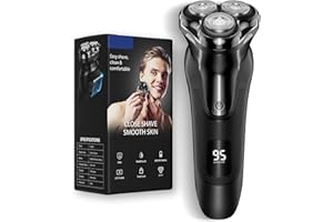 VEAPRIZPER Electric Razor for Men: Rechargeable Beard Shaver-IPX7 Waterproof - Rotary Shavers with Pop up Trimmer and Travel Lock -Led Display - Close Shave(Black)