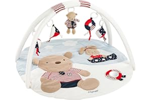 Fehn Koc 3D Activity z łukiem Ocean Club – koc do raczkowania dla niemowląt z 5 zdejmowanymi zabawkami do chwytania – koc do zabawy dla niemowląt i małych dzieci od 0+ miesięcy
