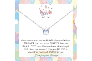 JOSYANDLOVE Unicorn Necklaces for Girls, Silver CZ Unicorn Necklace for Her, Daughter Birthday Gifts, Granddaughter Birthday Gift, Christmas Jewelry