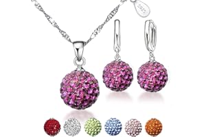 CRYSTALINA Regalos para Mujer, Conjunto Collar Plata Mujer y Pendientes Mujer Plata con Colgante Cristales, Joyas de Mujer de Plata S925 y Circonitas, Regalos Originales para Mujer