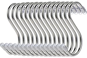 MOENDERGO Confezione da 15 Ganci a S in Metallo Resistente a Forma di S, Per Utensili da Cucina, Ufficio, Bagno, Armadio, Officina, Garage, Ufficio, Casa, Set Essenziale