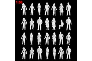 MYCreator Unpainted Architectural 1:50 O Scale Model Figures 100PCS White Model Train People Figure Passengers Standing & Sitting Pose Ready to Paint Little People Figures for Miniature Scenes (1#)