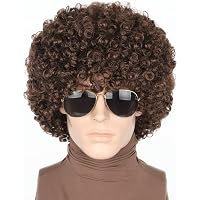 21Fashion 80er Jahre Kostüm-Set – Afro-Perücke, Schnurrbart, Sonnenbrille & Dollar-Halskette – Für Partys & Cosplay