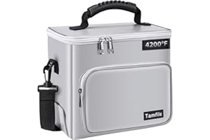 Tamfile Lipo Battery Bag, 4200°F Fireproof Explosionproof Lipo Safe Bag, 10.6''×9.1''×6.3'' Large Capacity Lipo Battery Storage Guard Safe Pouch for Lipo Battery Charging, Storage and Transport