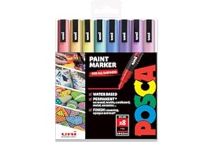 POSCA PC-3M Paint Marker Art Pens - 0.9-1.3mm – Pastel Tones Set of 8 Pens in Gift Box