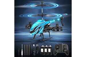 Charmofun Ferngesteuert Hubschrauber, 2.4GHZ RC Helikopter mit 7 LED-Licht, 3 Akkus, 33 Min Flugzeit 4.5 Kanäle helikopter ferngesteuert mit Gyro und Feste Höhe, Geschenke für Kinder ab 6 Jahre (Blau)