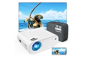 TOPTRO Mini Beamer, 12000 Lumen, WiFi Bluetooth Beamer Projektor, Support 1080P Full HD, mit HiFi-Lautsprecher, kompatibel mit TV-Stick/Handy/Laptop/DVD/PS4/SD/AV