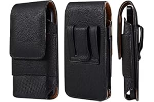 QBYVQQN Vertikal Handytasche mit Gütelclip Herren, Handy Gürtel Holster Leder Schwarz, 6.1" Universal Leder Smartphone Tasche mit Gürtelschlaufe Telefon Case Kartensteckplatz Geldbörse Brieftasche Herren