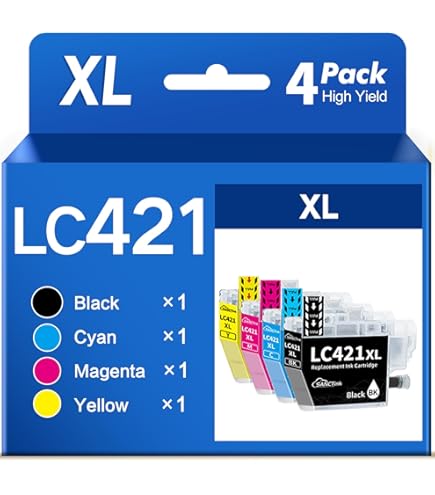 APRONE LC421XL Lot De Cartouches D'encre Compatibles Avec Brother LC421XL Pour Brother DCP-J1050DW DCP-J1140DW MFC-J1010DW (LC421XL Noir, LC421XL