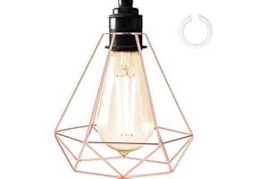 Kinsinder Vintage Käfig Draht Lampenschirm, Vintage Lampenschirm, Retro Industrielle Metall DIY Stehlampe Pendelleuchte für Küchen Loft Flur Schlafzimmer Bar Café Laden Salon Restaurant (Roségold)