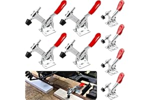 TTYSHIP® 8 Pcs Sauterelle de Serrage, Pince à Bascule en Métal, Desserrage Rapide Pince à Genouillère pour Fonctionnement de Machines, Menuiserie, Soudage (GH-201-A 27Kg/GH-201-B 90Kg)
