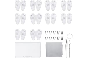 SUMIND Brillen Reparatur Set 10 Paar Luftkammer Nasenpads Silikon Schraubbrillen Nasenpads mit Schrauben Pinzette und Reinigungstuch (13 mm)