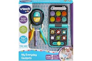 VTech Baby My Everyday Gadgets, Pretend Play Toy Keys and Phone with Light Up Buttons, Textured Popper Keys, Music & Melodies, Fine Motor Skills, Gift for Ages 3, 6, 9, 12 Months +, English Version