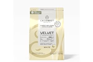Callebaut Velvet-Style White Chocolate Callets 34.6% – 2.5 kg Bag – Silky Creamy Belgian Chocolate for Moulding, Enrobing & Baking