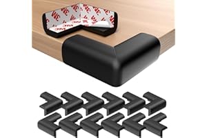 Septeamay 12 Stück Kantenschutz Baby, Eckenschutz Baby mit Kleber 3M, Selbstklebender Tischeckenschutz Kinder - Weicher Stoßschutz Schaumstoff Eckschutz für Tisch, Möbel & Scharfe Stellen, Schwarz