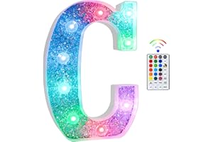 Tosakey Light Up Letters, LED Lights Sign 18 Color Changing 26 Alphabet Glitter Shiny Letter Lights Gifts for Girls Women Birthday Christmas Bedroom Party Wedding Decoration (C)