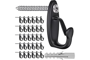 SELEWARE 30 Stück Schraubhaken Schwarz Haken zum Schrauben - Schraubenhaken zum Wnddichter Weihnachtslichteraufhänger, Hakenschrauben zum Aufhängen Topfplanzen Lichterketten Windspielen