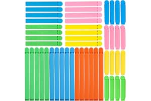 benlidoner 48 Pcs Reusable Food Bag Clips, Plastic Sealing Bag Clip in 3 Sizes & 5 Colours, Food Storage Clips for Sealing Snacks Sandwich Food Coffee