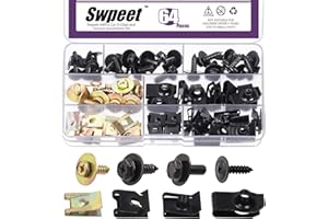 Swpeet Assortiment de 64 clips métalliques pour voiture