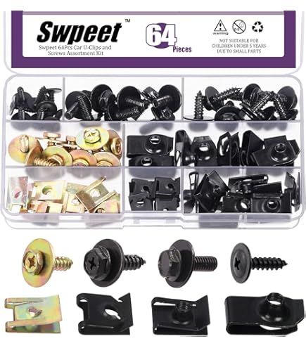 Hilitchi 64Pcs Auto Car U-Clip U Nut And Screw B Kit, 'black, Gold