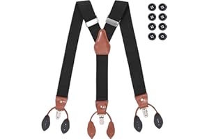 WELROG Tirantes de Hombre con Hebilla Metálica Tirantes Ajustables para Pantalones de Trabajo para Hombre Tirantess Ensanchados con 8 Botones Adecuados para Bodas y Reuniones de Negocios